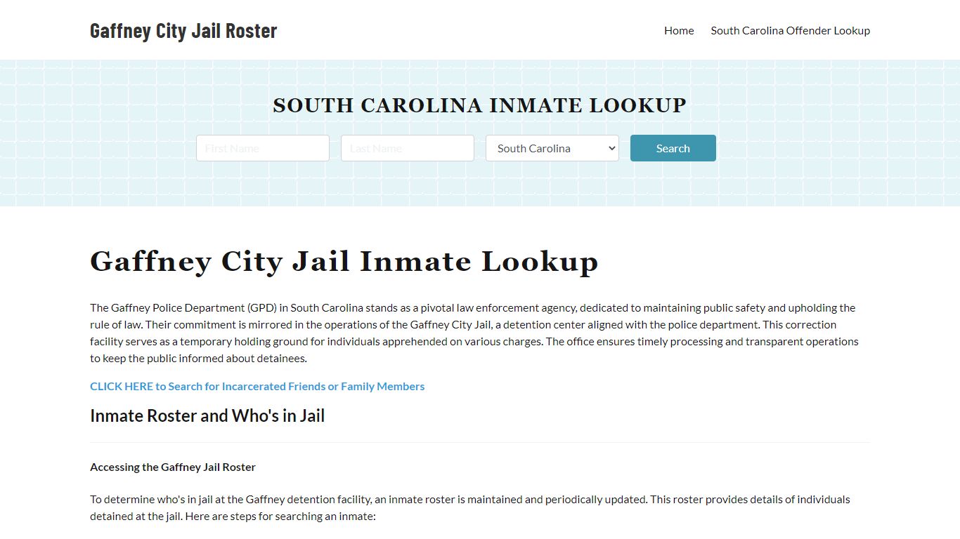 Gaffney Police Department & City Jail, SC Inmate Roster, Arrests, Mugshots