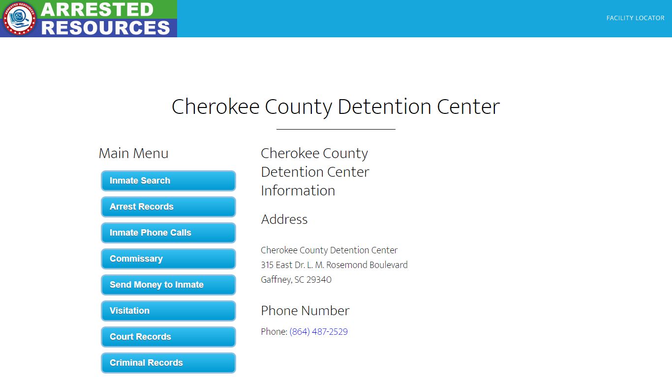 Cherokee County Detention Center - Inmate Search - Gaffney, SC
